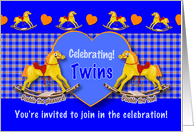 Adopted Twins Baby Shower Invitation, Yippee Rocking Horses card