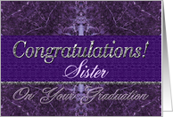 Sister Graduation Congratulations Purple Stone card