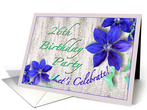 26th Birthday Party Invitation Purple Clematis card (623806)
