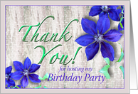 Thank You for Hosting Birthday Party Purple Clematis card