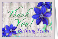 Birthing Team Thank You Purple Clematis card