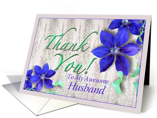 Husband Thank You Purple Clematis card (624600)