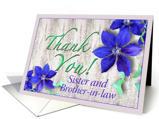 Sister and Brother-in-law Thank You Purple Clematis card (624662)