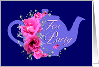 Tea Party Invitations Pink Flower Bouquet card