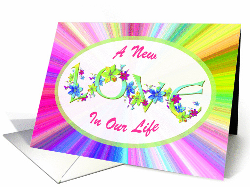 Girl Adoption Announcement Love Flowers Rainbow card (626979)
