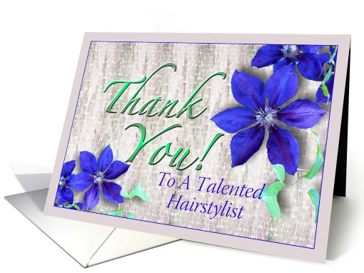 Hairstylist Thank You Purple Clematis card (629505)