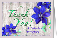 Hairstylist Thank You Purple Clematis card