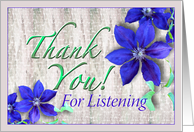 Thanks for Listening Purple Clematis card