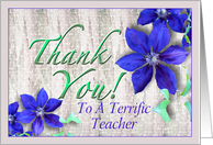 Teacher Thank You Purple Clematis card