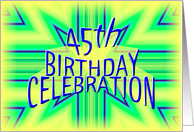 45th Birthday Party Invitation Bright Star card