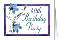 40th Birthday Party Invitations Bluebell Flowers card
