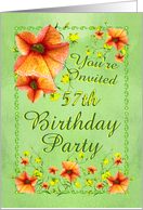 57th Birthday Party Invitation, Apricot Flowers card