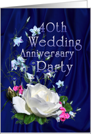White Rose 40th Wedding Anniversary Party Invitation card