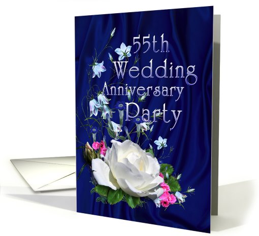 55th Wedding Anniversary Party Invitation White Rose card (649183)