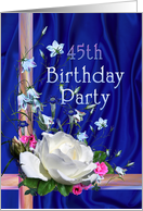 45th Birthday Party Invitation, White Rose card