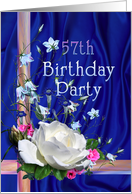 57th Birthday Party Invitation White Rose card