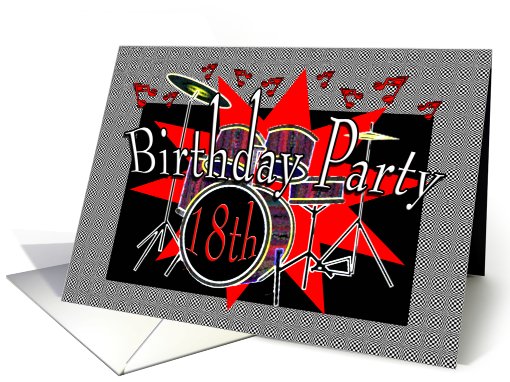 18th Birthday Party Invitation Musical Drums card (659039)