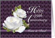 59th Anniversary for Parents, White Roses card
