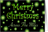 Across the Miles Christmas Green Stars and Holly card