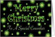 Coworker Merry Christmas Green Stars and Holly card