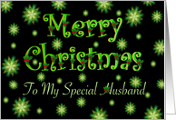 Husband Christmas Green Stars and Holly card