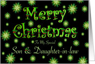 Son and Daughter-in-law Christmas Green Stars and Holly card