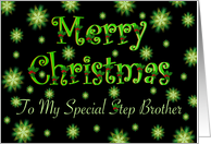 Step Brother Christmas Green Stars and Holly card