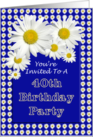 40th Birthday Party Invitations, Cheerful Daisies card