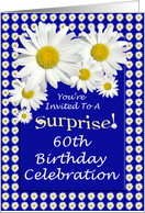Surprise 60th Birthday Party Invitations Cheerful White Daisies card