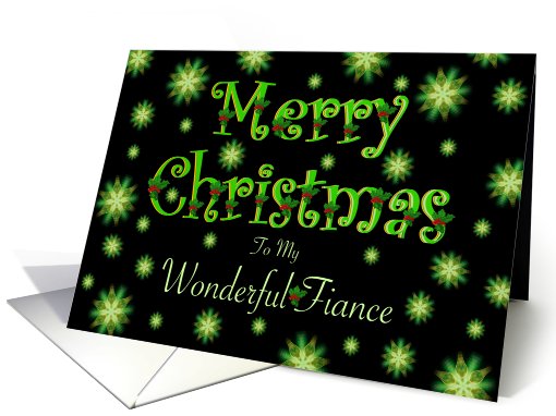 Fiance Christmas Green Stars and Holly card (684093)