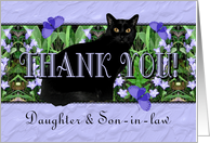 Daughter and Son-in-law Thank You Flowers, Butterflies and Cat card