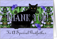 Godfather Thank You Flowers, Butterflies and Cat card