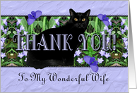 Wife Thank You Flowers, Butterflies and Cat card