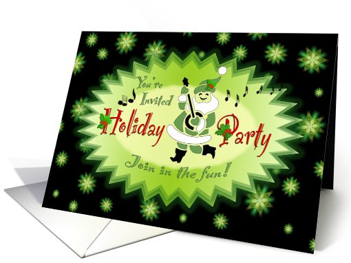 Holiday Party Musical Santa Green Stars card (711679)