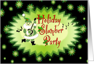 Holiday Slumber Party Green Stars and Musical Santa card