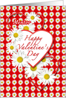 Mentor - White Daisies and Red Hearts Valentine card