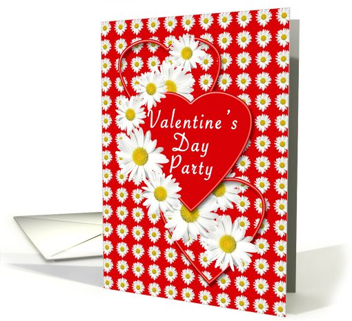 Valentine's Day Party Invitation Daisies and Hearts card (746886)