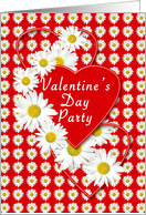 Valentine’s Day Party Invitation Daisies and Hearts card