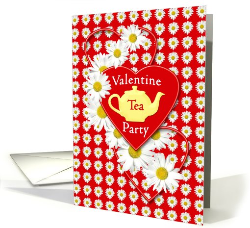 Valentine's Day Tea Party Invitation Daisies and Hearts card (746891)