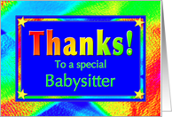 Babysitter Thank You With Bright lights and Stars card