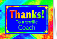 Thanks Coach with Bright Lights and Stars card