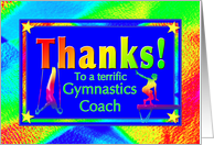 Thanks to Gymnastics Coach with Bright Lights and Stars card