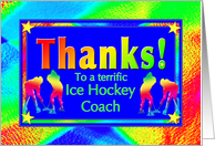 Thanks to Ice Hockey Coach with Bright Lights and Stars card