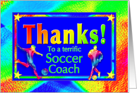 Thanks to Soccer Coach with Bright Lights and Stars card