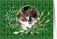 Nephew Get Well - Green Eyed Calico Kitten card