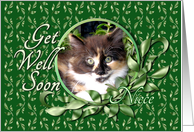 Niece Get Well - Green Eyed Calico Kitten card