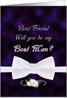 Best Friend, Will You Be My Best Man Elegant White Bow Tie card