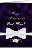 Nephew, Will You Be My Best Man Elegant White Bow Tie card