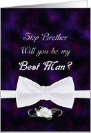 Step Brother, Will You Be My Best Man Elegant White Bow Tie card