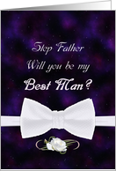 Step Father, Will You Be My Best Man Elegant White Bow Tie card
